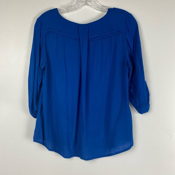 Maeve Anthropologie Royal Blue Rayon Blouse Roll Tab Sleeve Womens Size Small - Picture 7 of 10